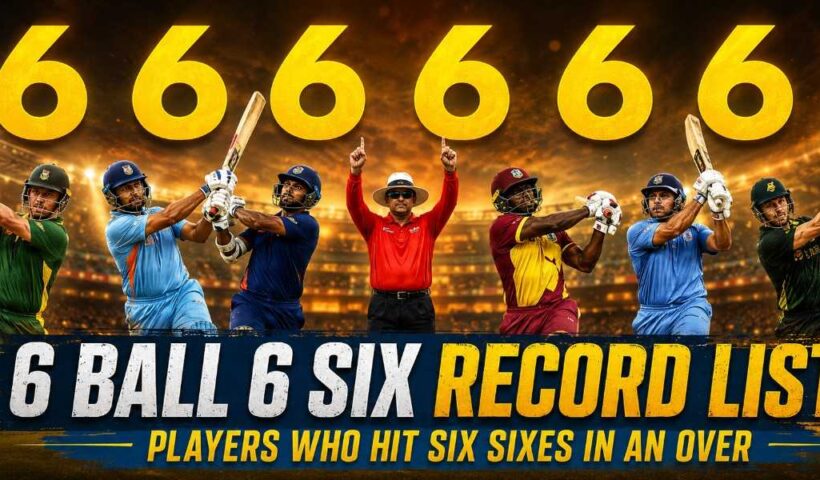 6 Ball 6 Six Record List with six sixes in an over